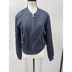 AVEC LES‎ FILLES Women's Blue Quilted Full Zip Bomber Style Jacket Size Small